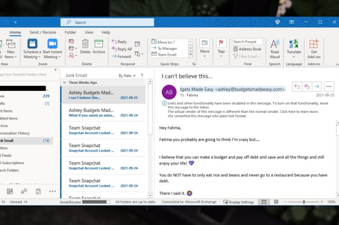 Cum să remediați Outlook continuă să trimită e-mailuri în dosarul Junk sau Spam