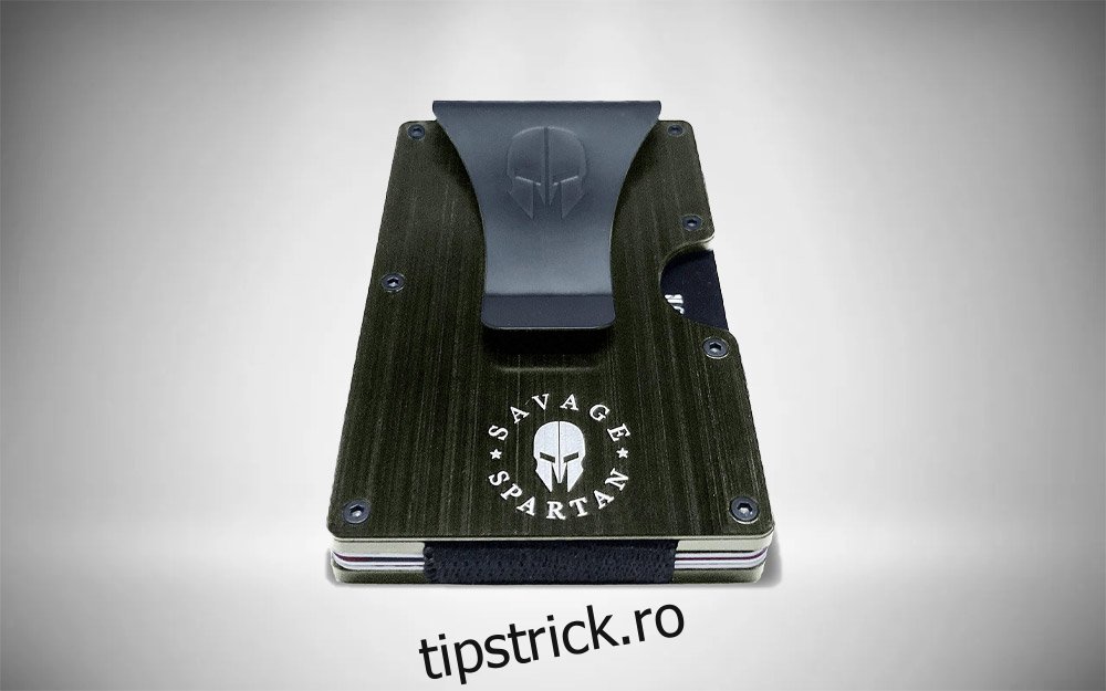 Portofel tactic Savage Spartan |  Suport pentru carduri de credit subțire, minimalist, cu blocare RFID, din aluminiu