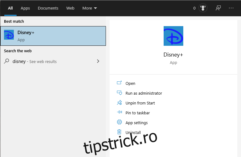 Aplicația Disney Plus pentru computer