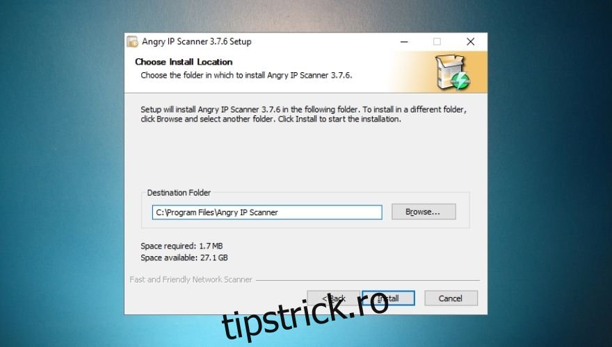 Instalarea Angry IP Scanner pe Windows