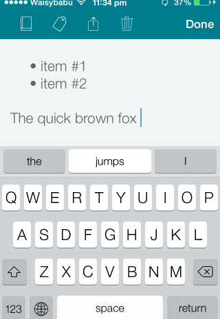 SwiftKey vine pe iOS într-o aplicație Notes care se sincronizează cu Evernote
