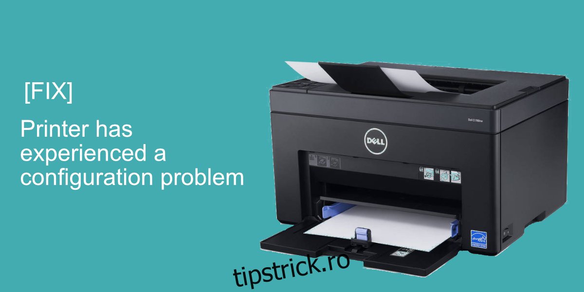 imprimanta a întâmpinat o problemă de configurare