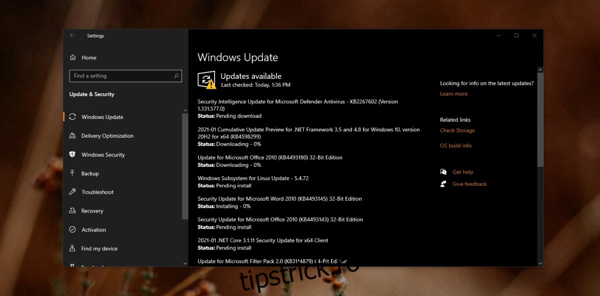 Windows Update În așteptarea instalării