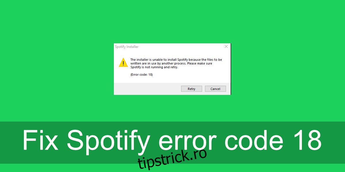 Cod de eroare Spotify 18