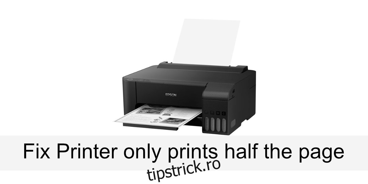 Numai imprimanta imprimă jumătate de pagină