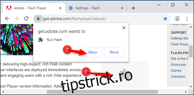 Faceți clic pe obiectul Flash și faceți clic 