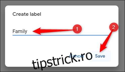 Introduceți o etichetă descriptivă pentru grup și faceți clic 