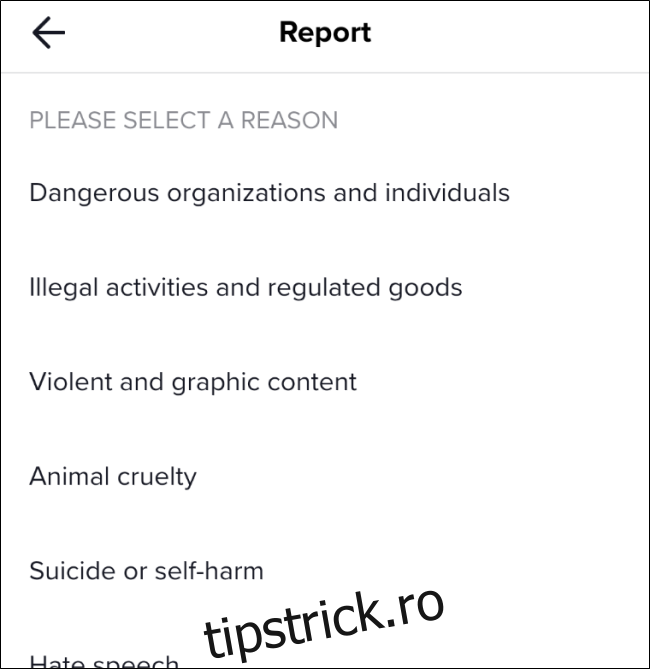 Lista de motive în TikTok 