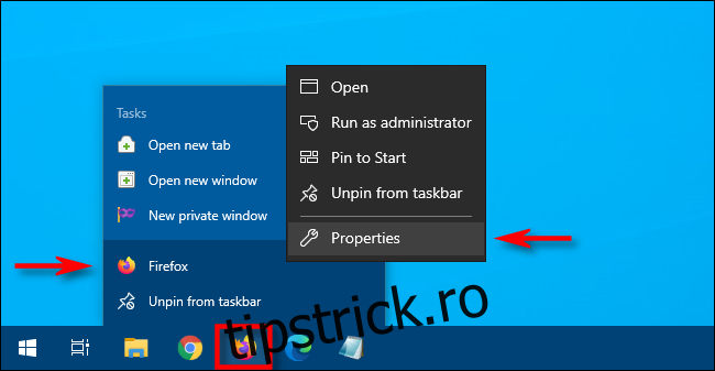 În Windows 10, faceți clic dreapta pe pictograma barei de activități, apoi faceți clic dreapta pe comandă rapidă și selectați 