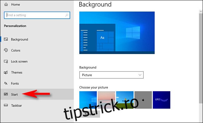 În Setări Windows 10, faceți clic 