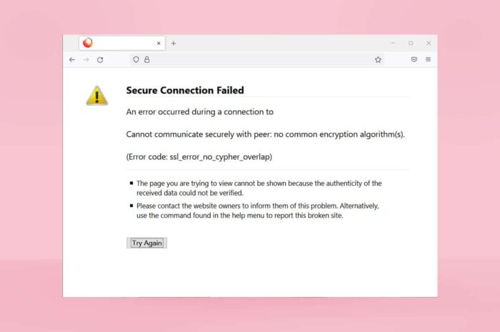 Remediați Firefox SSL_ERROR_NO_CYPHER_OVERLAP în Windows 10