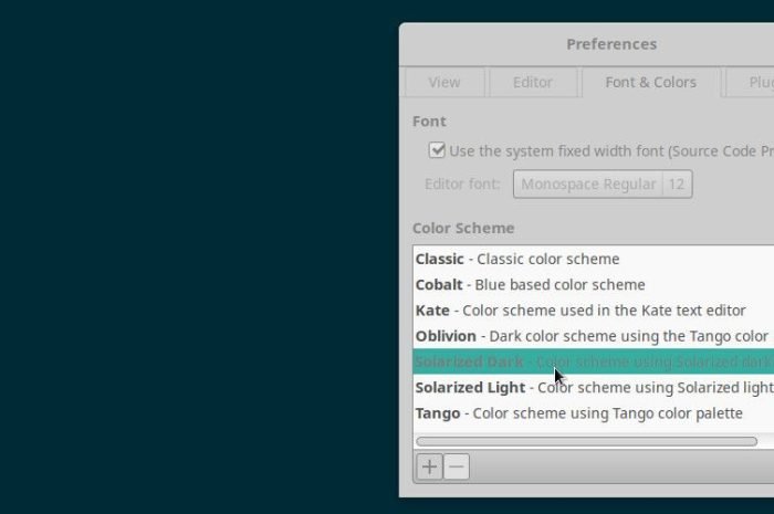Cum se schimbă schemele de culori gedit pe Linux